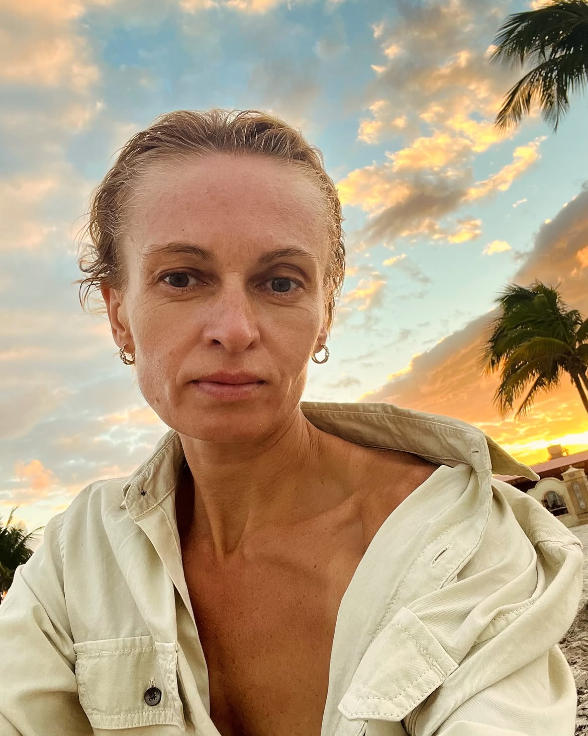 Natalia Batueva outdoors at sunset